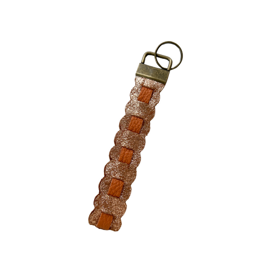 Pumpkin Spice Glitter/Ember Woven Loop Keychain - RTS