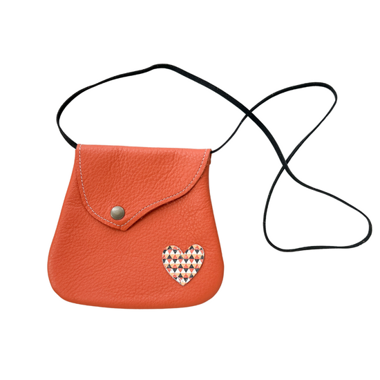 Persimmon and Autumn Diamond Heart Kiddo Purse - RTS