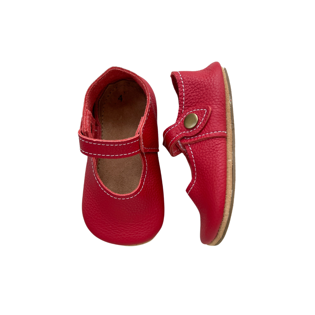 Ready To Ship - Poppy Baby Janes (Size 4 5.75") Hard Walker Sole