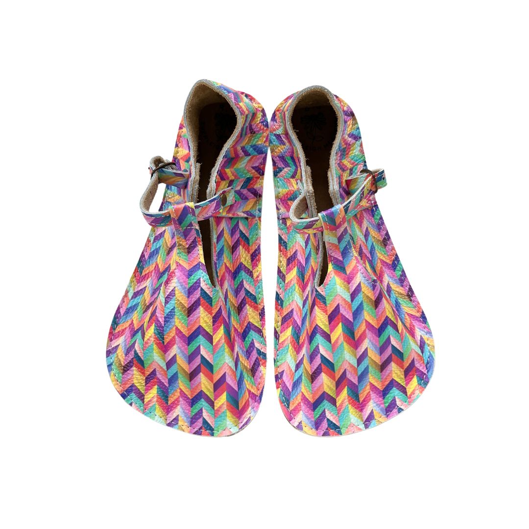 Ready To Ship - Rainbow Chevron Women's Tstraps 8.5 Wide