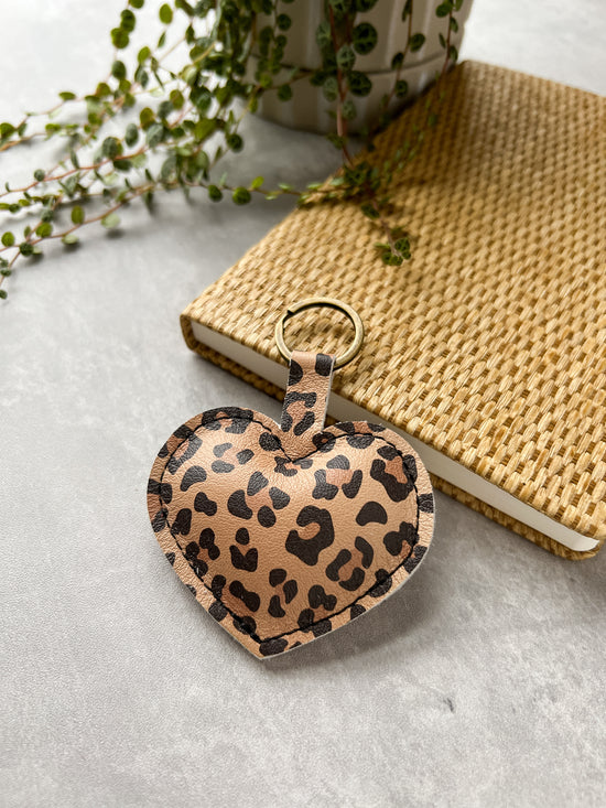 Caramel Cheetah Pillow Heart Keychain - January Special Edition