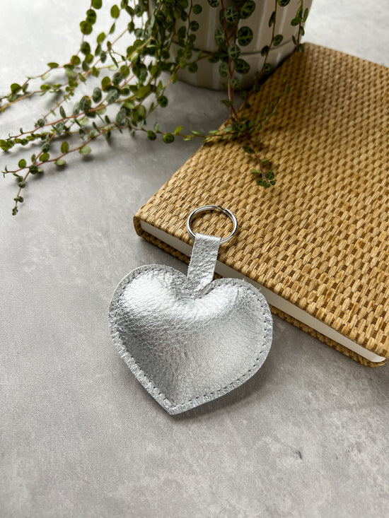 Load image into Gallery viewer, Metallic Silver Pillow Heart Keychain - January Special Edition
