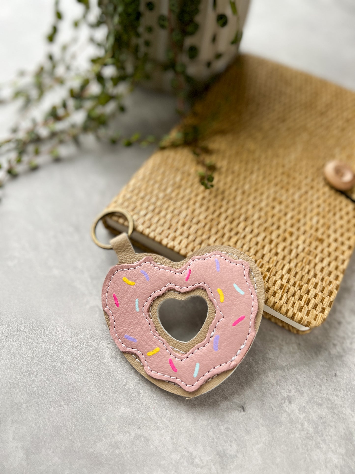 Blush Pink Donut Heart Keychain - January Special Edition