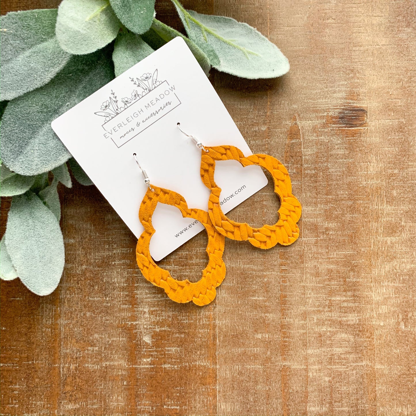 RTS - Mustard Braided Scallop Earrings