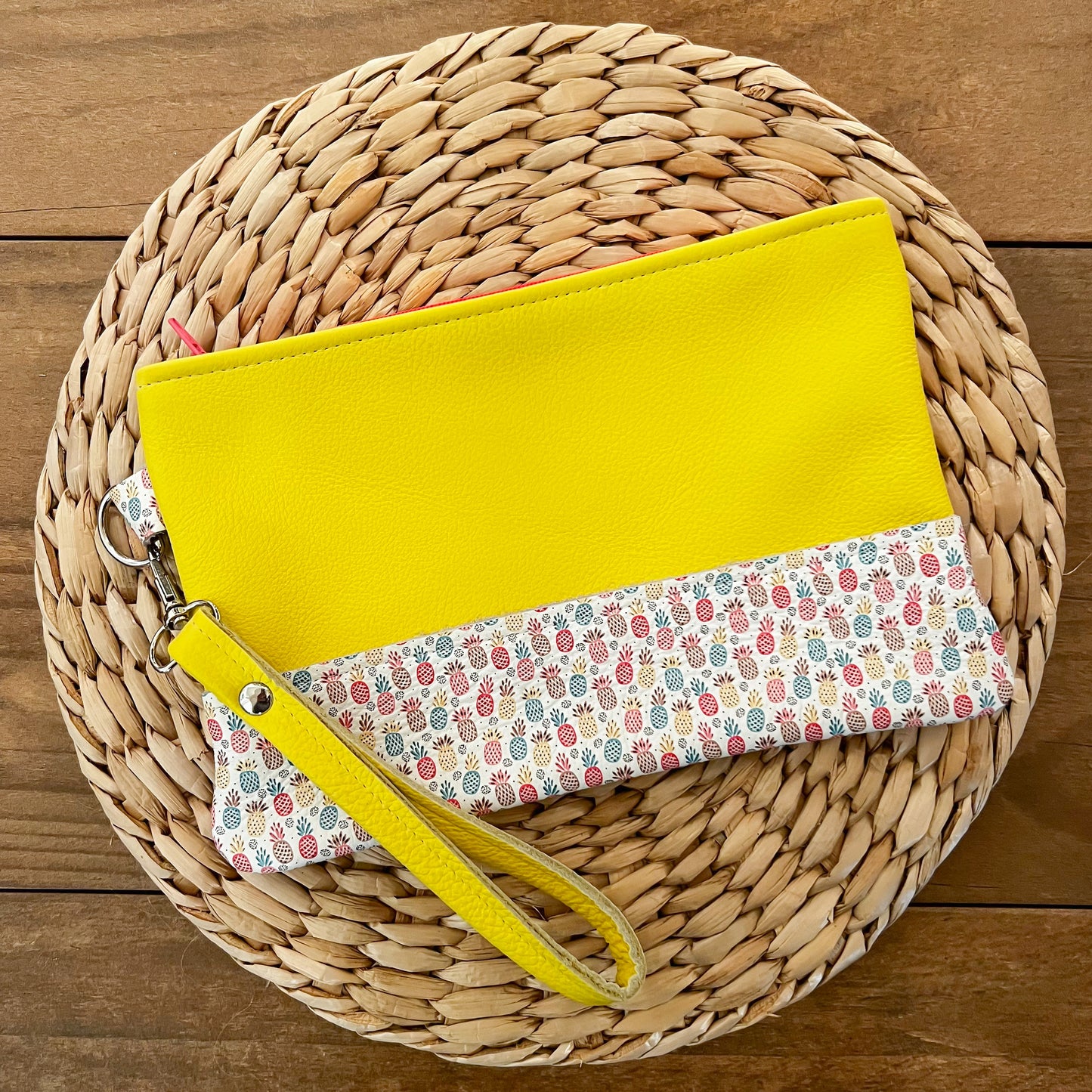 RTS - Pineapple/Bright Yellow Wristlet Pouch