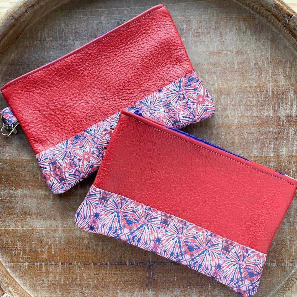 RTS - Red/Firework Wristlet Pouch