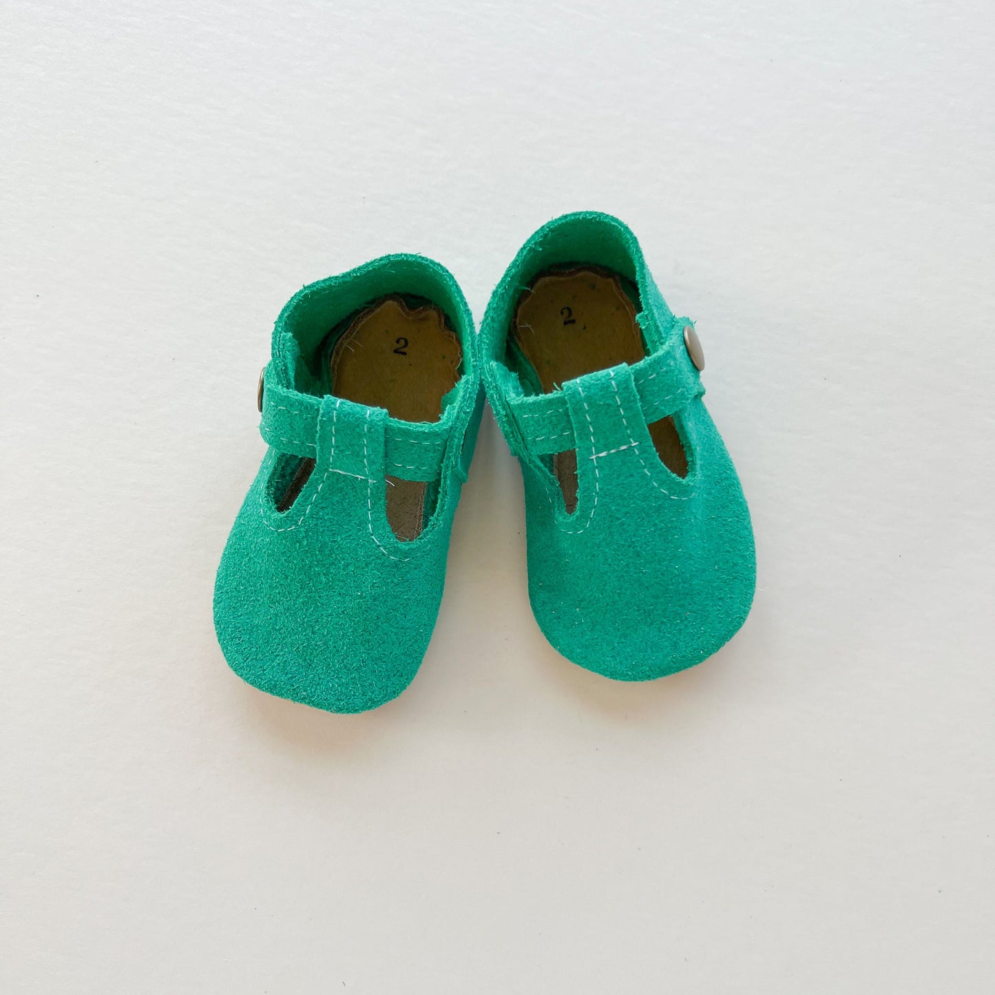 RTS - Emerald Suede Tstraps (Size 2/Suede Sole)