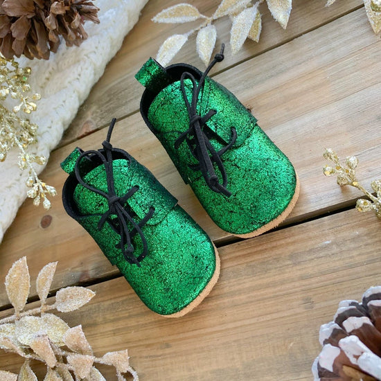 Glitter Green Suede Oxfords - RTS